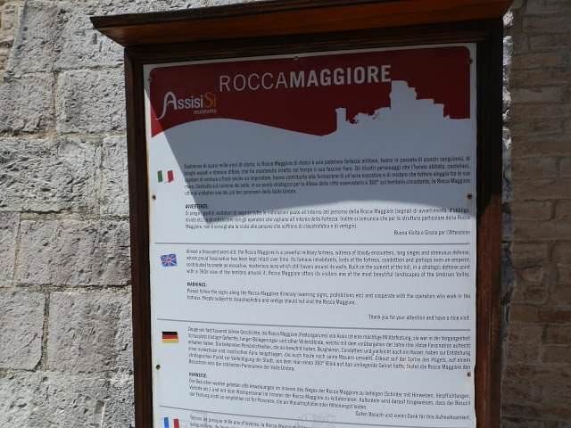 Rocca Maggiore ad Assisi,indicazioni